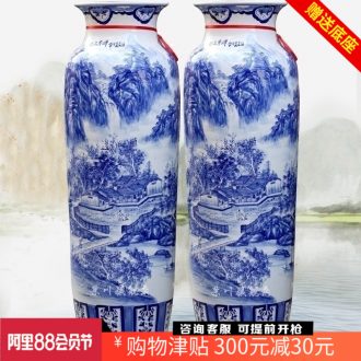 Jingdezhen ceramics hand-painted blue and white landscape of large vase quiver sitting room adornment is placed opening gifts