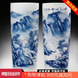 Jingdezhen ceramic hand-painted scenery of large vase home furnishing articles modern quiver landing craft ornaments sitting room