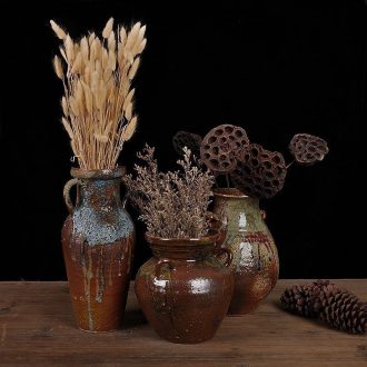Manual thick irregular variable ceramic vase earthenware pottery jar do old antique home decoration flower furnishing articles