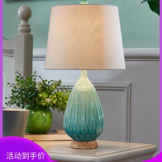 European ceramic small table lamp of bedroom the head of a bed contracted and contemporary warm warm light American remote sitting room lamps and lanterns of northern Europe