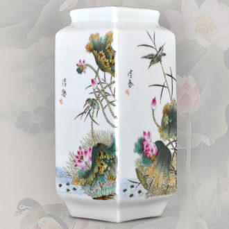 Jingdezhen ceramics hand-painted classical art flower arranging the sitting room is the study of new Chinese style decoration pen container furnishing articles
