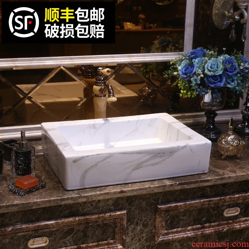 JingYan marble art stage basin rectangle jingdezhen ceramic wash basin of Chinese style on the sink