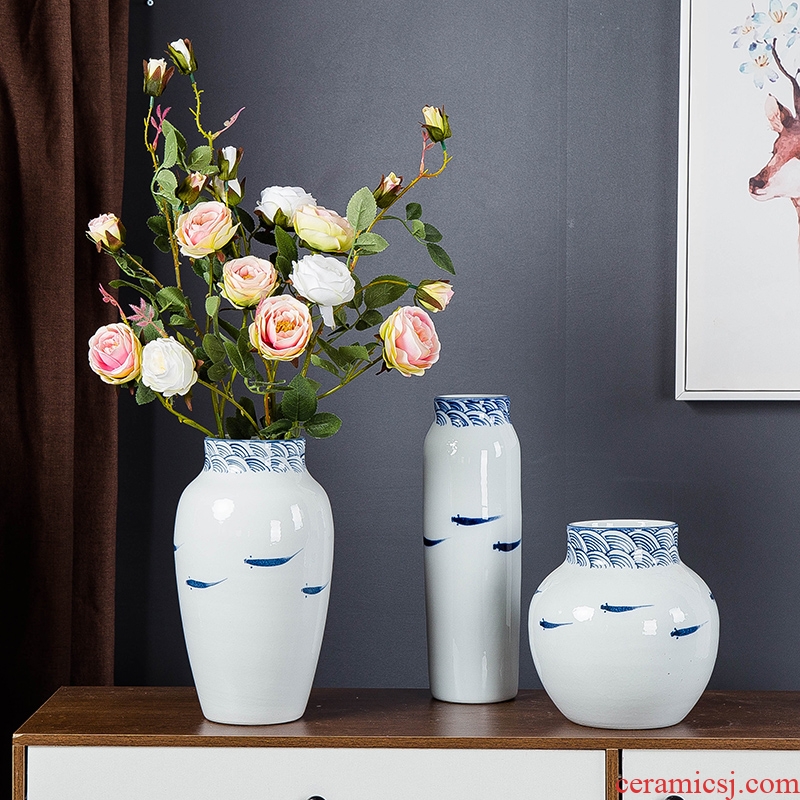 Jingdezhen modern household adornment new Chinese TV ark ceramic vase the sitting room porch creative furnishing articles