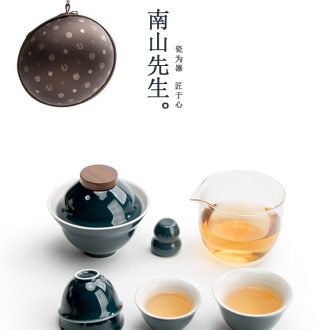 Mr Nan shan see the crack single a pot of two glass ceramic cup tureen portable package travel kung fu tea set