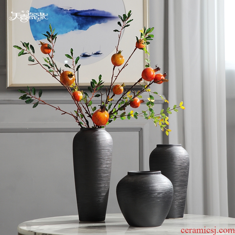 Jingdezhen ceramic vases, new Chinese style table furnishing articles simulation flower arranging dried flowers sitting room TV ark home decoration