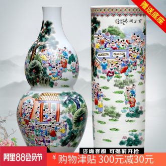 Jingdezhen ceramics hand-painted pastel lad gourd vases in the spring of the ancient philosophers make big vase quiver decorated furnishing articles