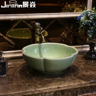 JingYan emerald ice crack art stage basin to jingdezhen ceramic sinks petals on the sink