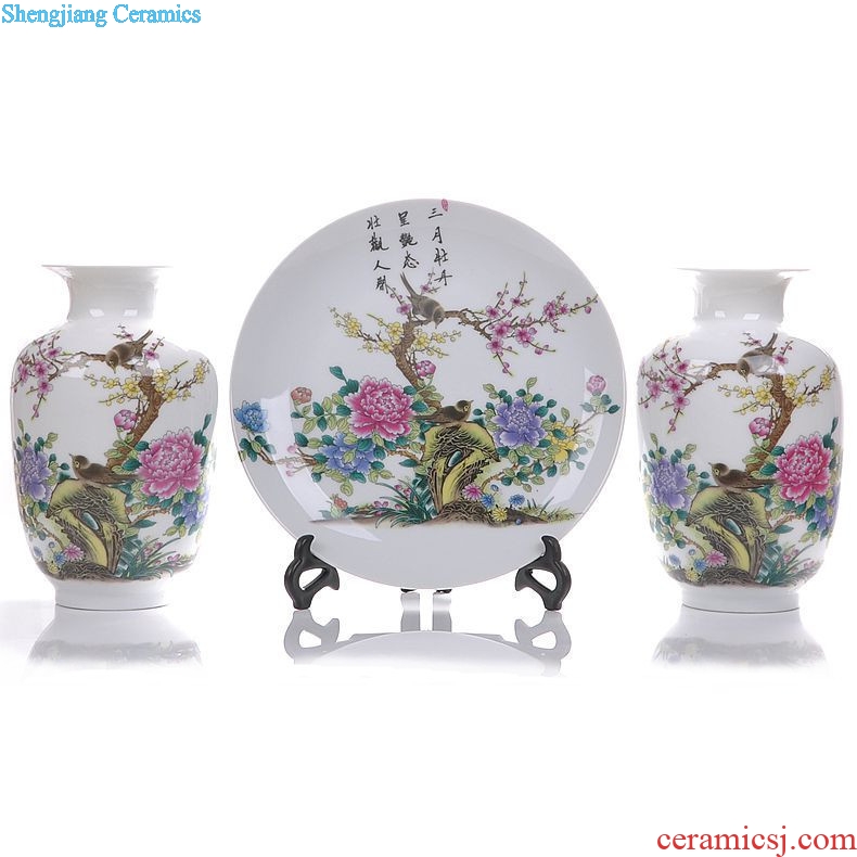 Jingdezhen ceramics modern fashion three-piece vase home furnishing articles sitting room adornment ornament arts and crafts