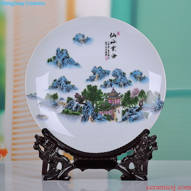 Jingdezhen ceramics landscape faceplate hang dish modern household adornment handicraft decoration decoration plate