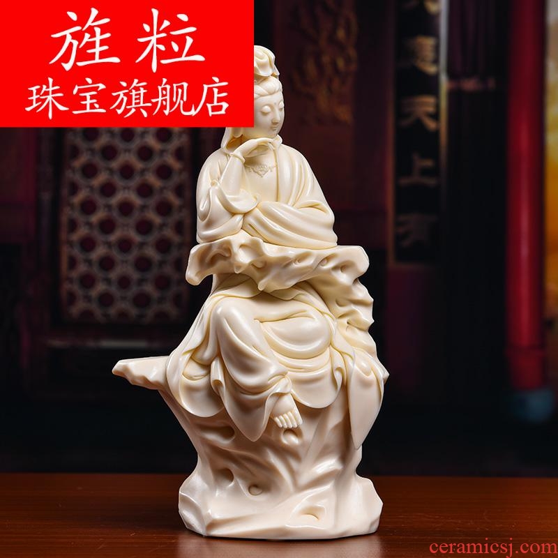 Bm provincial master Lin Jiansheng works yellow jade porcelain ceramic Buddha furnishing articles life guanyin D03-135