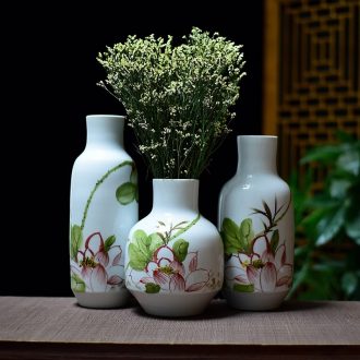 Jingdezhen hand-painted ceramic fashion home furnishing articles hydroponic dry flower arranging flowers sitting room lucky bamboo vase three-piece suit