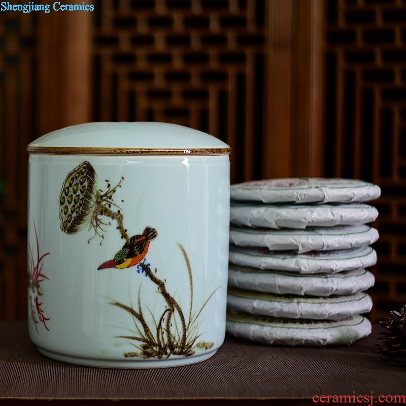 Jingdezhen ceramic seven pu 'er tea pot pie wake tea storage POTS creative tea urn storage tank is restoring ancient ways