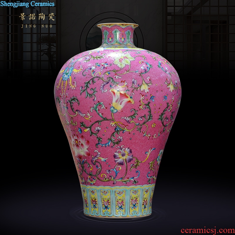 Jingdezhen ceramics imitation qing qianlong pastel hand-painted morning glory vases, new Chinese style living room decorations furnishing articles