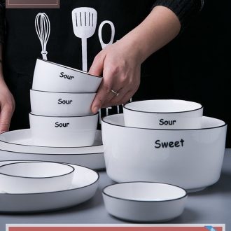 Fiji trent jingdezhen ceramic tableware suit six bowl chopsticks dishes household contracted Nordic bowl dish combination