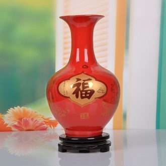 Modern Chinese style household decorates sitting room scene, jingdezhen ceramics furnishing articles Chinese red colour watch the vase