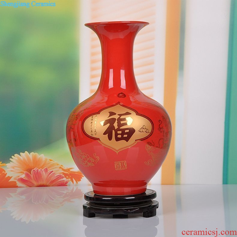 Modern Chinese style household decorates sitting room scene, jingdezhen ceramics furnishing articles Chinese red colour watch the vase