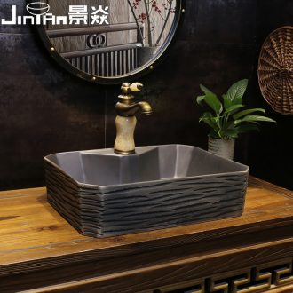 JingYan stone grain art stage basin household of Chinese style restoring ancient ways ceramic lavatory creative style of the ancients on the sink