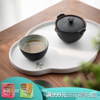 Million kilowatt/hall portable kung fu tea set a pot of two cups of ceramic household crack cup contentment travel tea set