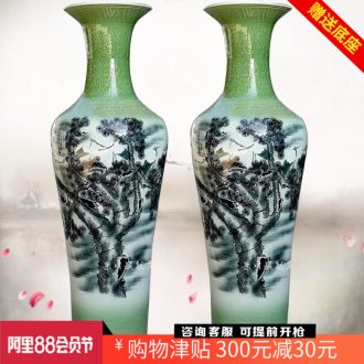 Pine crane live color ink big vase jingdezhen ceramics sitting room floor furnishing articles study Chinese style household act the role ofing is tasted