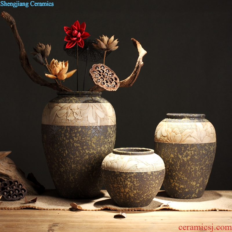 Zen POTS of new Chinese style restoring ancient ways of coarse some ceramic porcelain vase dry flower pot of primitive simplicity manual sculpture decorative furnishing articles