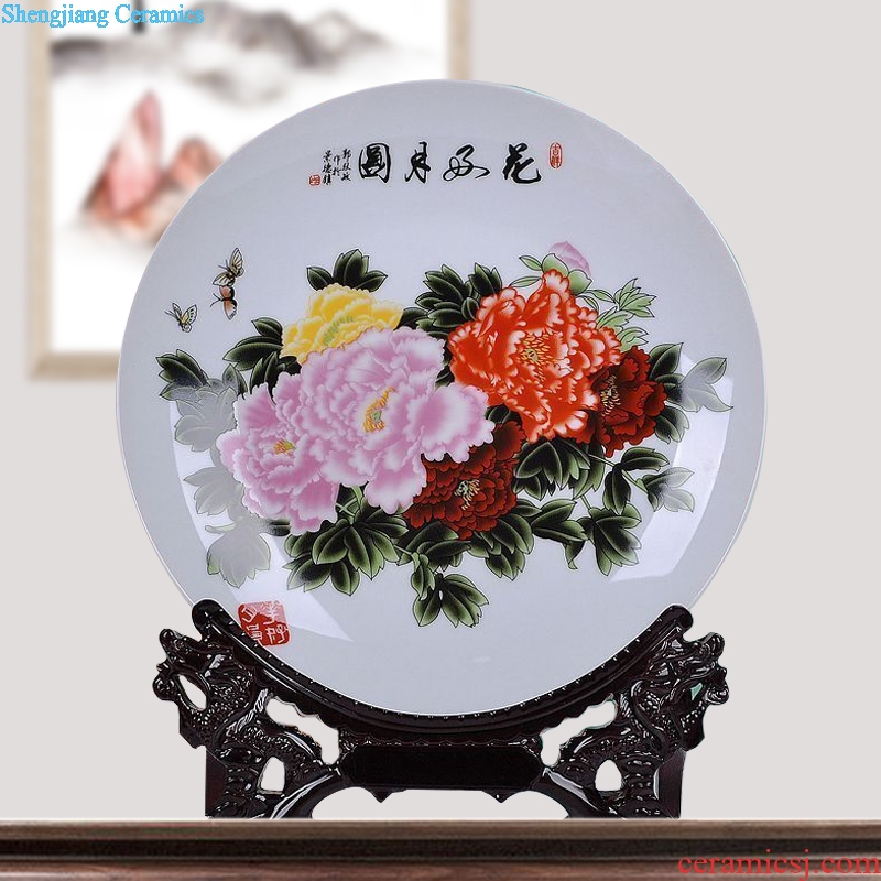 Jingdezhen ceramics pastel blue and white porcelain decoration decoration plate of a modern home act the role ofing handicraft furnishing articles gifts