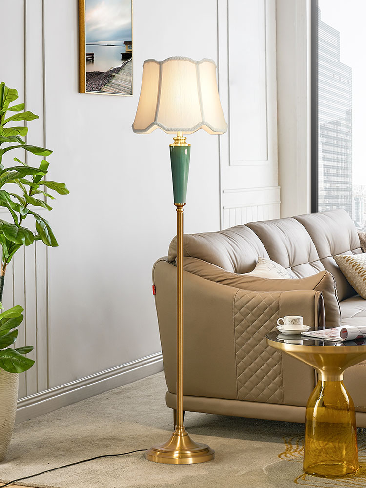 American ceramic sitting room floor lamp Nordic light villa luxury contracted restaurant bedroom whole copper vertical desk lamp of the head of a bed