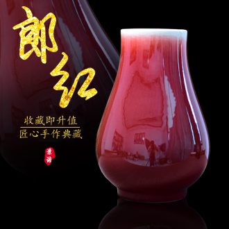 Jingdezhen ceramic antique vase ruby red flower pot f tube furnishing articles mesa to Chinese style living room decoration craft gift