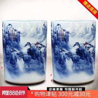 Jingdezhen ceramic huangshan sea of clouds figure sitting room quiver vase household furnishing articles calligraphy and painting scroll receive accessory products