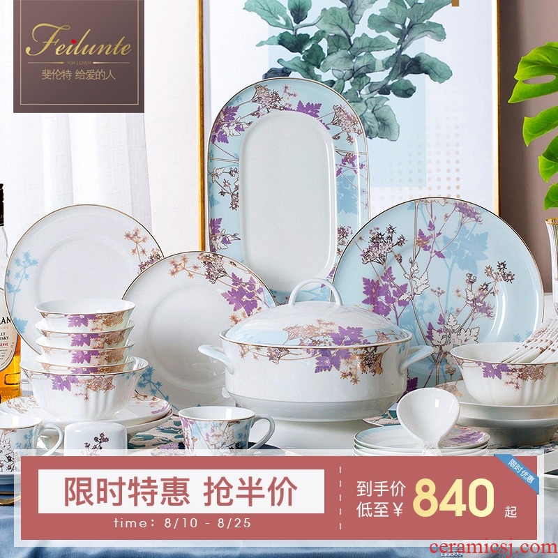 The dishes suit European jingdezhen ceramic tableware suit dishes combine household dish bowl of ceramic bowl chopsticks and practical