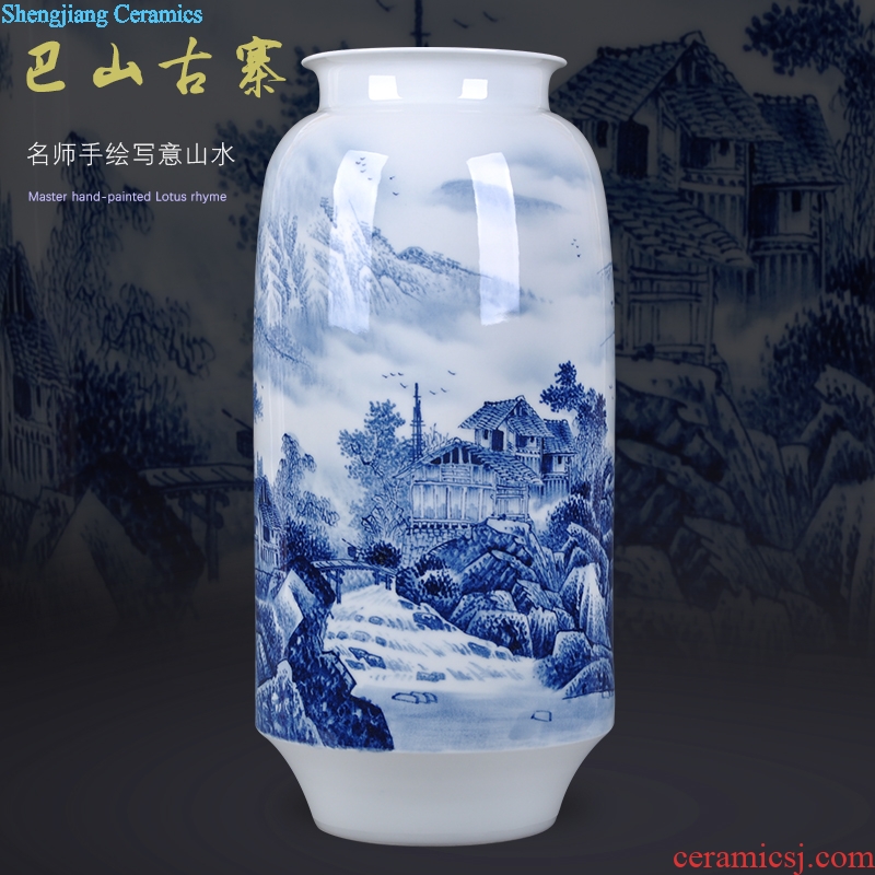 Jingdezhen blue and white landscape Chinese hand-painted ceramics handicraft furnishing articles home sitting room porch ark vase