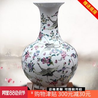 Jingdezhen ceramic best crane figure dry flower vase large home sitting room mesa office furnishing articles home decorations