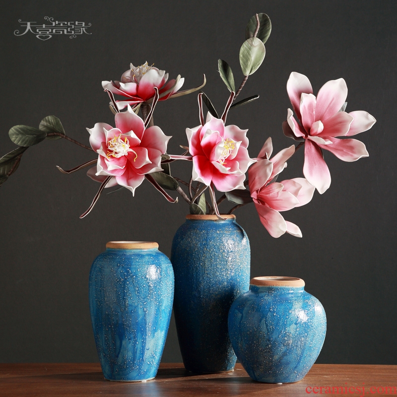 Jingdezhen ceramic flower vases furnishing articles of the sitting room TV ark wine household craft ornaments clay coarse pottery