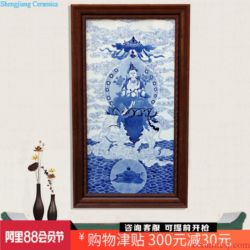 Jingdezhen ceramic blue and white figure of Buddha hand-painted porcelain plate painter hangs a picture murals in the sitting room porch decoration