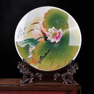 Jingdezhen ceramic hang dish of new Chinese style decoration plate living room TV ark home furnishing articles furnishing articles hand-painted sat dish household
