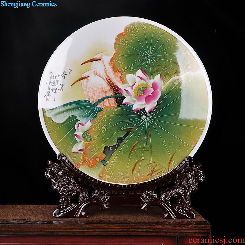 Jingdezhen ceramic hang dish of new Chinese style decoration plate living room TV ark home furnishing articles furnishing articles hand-painted sat dish household