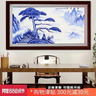 Hand painted blue and white porcelain plate painting jingdezhen ceramic sofa setting wall hang a picture to study Chinese sitting room adornment