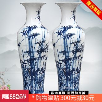 Hand painted blue and white bamboo vase bamboo report peaceful big sitting room of Chinese style household porcelain of jingdezhen ceramics furnishing articles