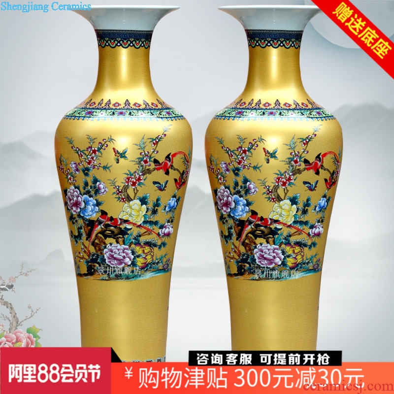 Jingdezhen ceramics gold powder enamel peony sitting room of large vase furnishing articles arranging flowers adorn article opening gifts