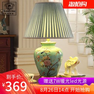 Tmall elves voice intelligent voice control new Chinese style classical bedroom living room full of copper ceramic desk lamp bedside lamp