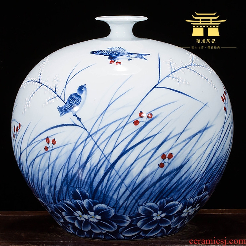 Jingdezhen ceramics famous master hand painted blue and white porcelain vases, rich ancient frame archaize sitting room office furnishing articles