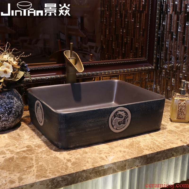 JingYan stage basin on the square basin sink ceramic art basin of archaize basin of the basin that wash a face