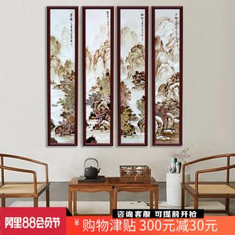 Jingdezhen porcelain plate painting spring, summer, autumn and winter landscape four screen adornment home sitting room hangs a picture office