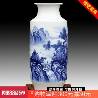 Jingdezhen hand-painted spring mountain spring rhyme dried flower flower vase modern household of Chinese style ceramic furnishing articles sitting room adornment