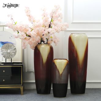 New Chinese style ceramic landing simulation flower vase large sitting room suit dry flower arrangement home furnishing articles