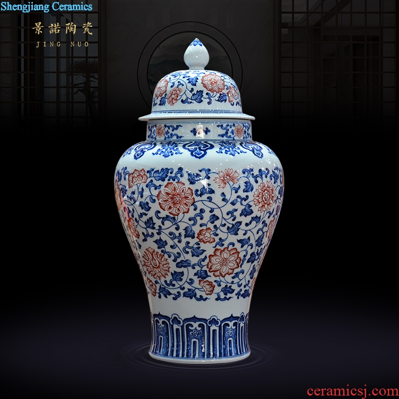 Antique hand-painted bound of blue and white porcelain of jingdezhen ceramics general lotus flower pot of new Chinese style sitting room adornment is placed