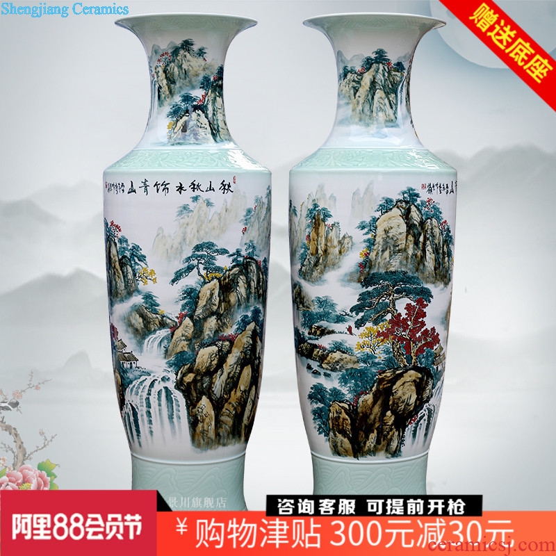 Jingdezhen ceramics hand-painted floor of sitting room hotel study of modern landscape painting big vase household act the role ofing is tasted furnishing articles
