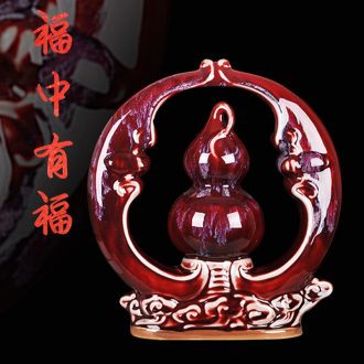 Archaize of jun porcelain of jingdezhen ceramics glaze gourd red home decoration antique porch decoration handicraft furnishing articles