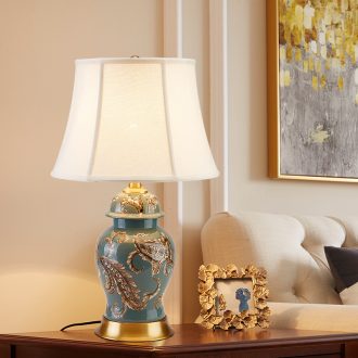 European ceramic lamp new Chinese American whole sitting room between copper villa hotel designer example bedroom berth lamp