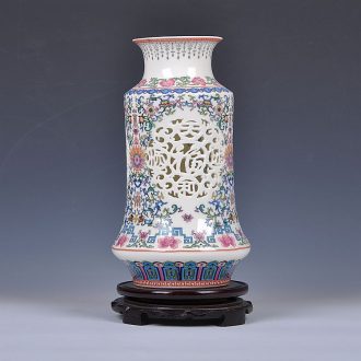 Jingdezhen ceramics hollow-out vase sitting room porch place new Chinese classical wedding gifts home decoration