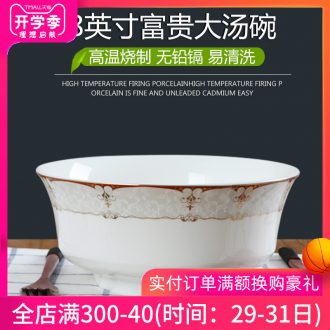 Jingdezhen ceramic household size 8 inches contracted to eat the hot soup bowl noodle bowl can microwave tableware